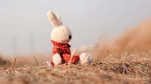 Preview wallpaper rabbit, toy, plush, white