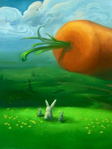 Preview wallpaper rabbits, carrots, huge, surprise, expectation