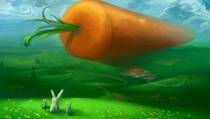 Preview wallpaper rabbits, carrots, huge, surprise, expectation