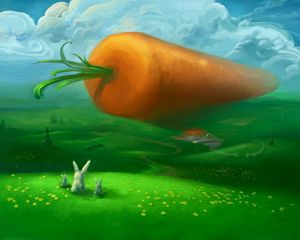 Preview wallpaper rabbits, carrots, huge, surprise, expectation