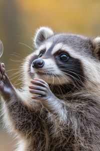 Preview wallpaper raccoon, animal, bubbles, cute