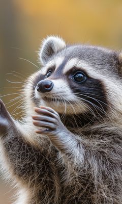 240x400 Wallpaper raccoon, animal, bubbles, cute