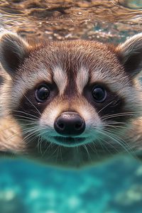 Preview wallpaper raccoon, animal, underwater, funny