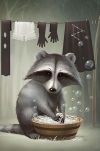 Preview wallpaper raccoon, cute, art