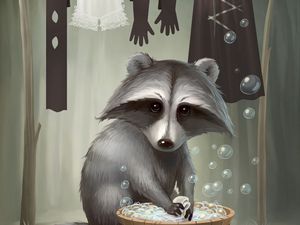 Preview wallpaper raccoon, cute, art