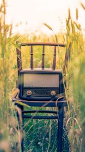 Preview wallpaper radio, chair, grass, blur