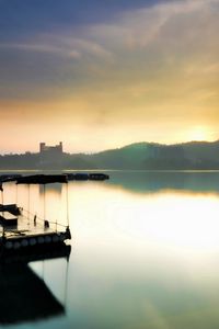 Preview wallpaper raft, morning, lake, mountains, fog