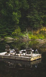 Preview wallpaper raft, river, rest, nature, trees