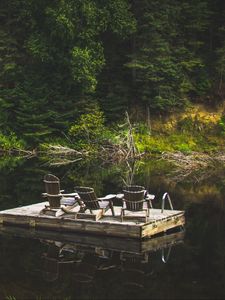 Preview wallpaper raft, river, rest, nature, trees