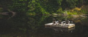 Preview wallpaper raft, river, rest, nature, trees
