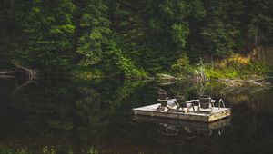 Preview wallpaper raft, river, rest, nature, trees