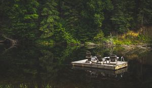 Preview wallpaper raft, river, rest, nature, trees