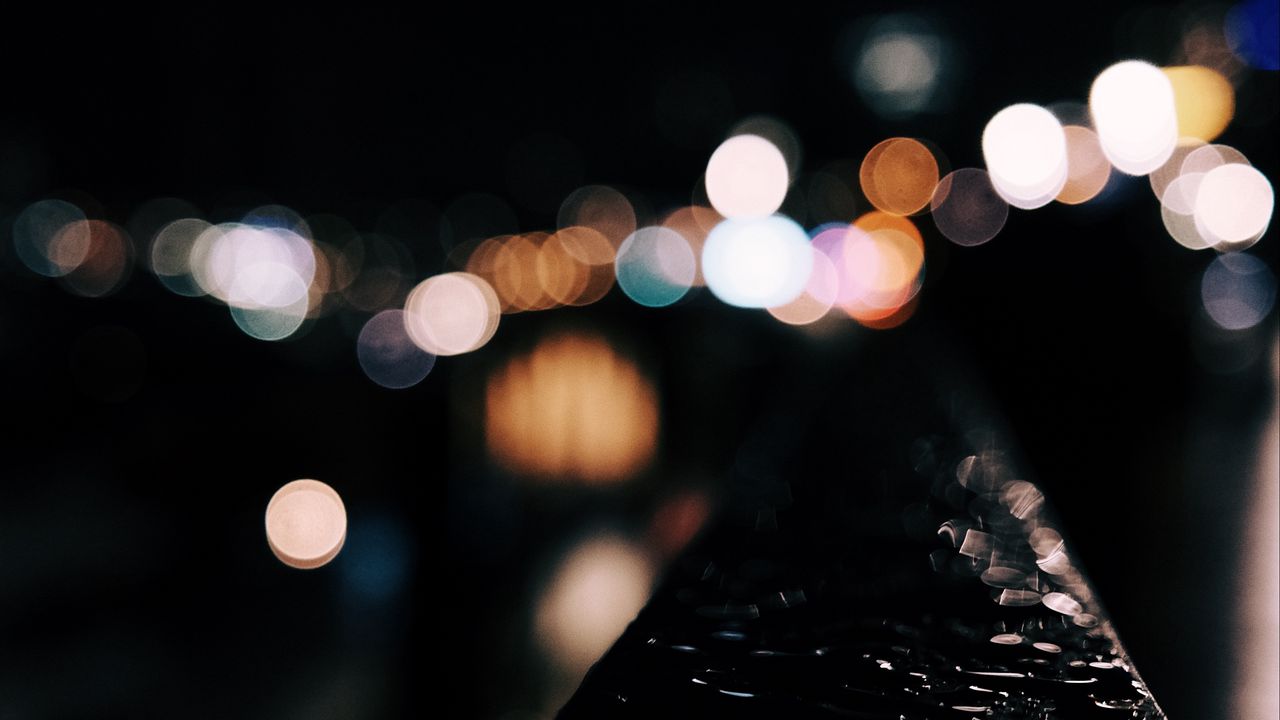 Wallpaper railings, balcony, bokeh, dark