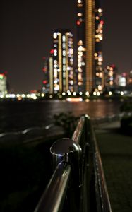 Preview wallpaper railings, metallic, buildings, blur