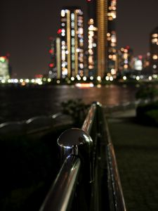 Preview wallpaper railings, metallic, buildings, blur