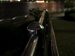 Preview wallpaper railings, metallic, buildings, blur