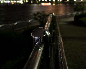 Preview wallpaper railings, metallic, buildings, blur