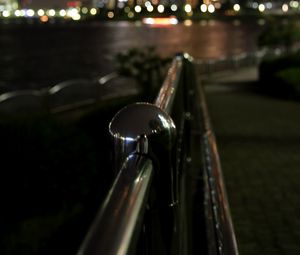 Preview wallpaper railings, metallic, buildings, blur