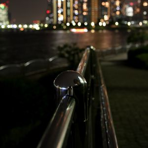 Preview wallpaper railings, metallic, buildings, blur