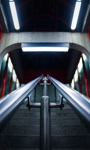 Preview wallpaper railings, stairs, metal, metallic, lamp