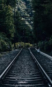 Preview wallpaper railroad, distance, rails, trees