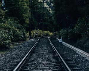 Preview wallpaper railroad, distance, rails, trees