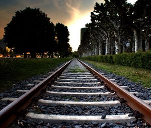 Preview wallpaper railroad, grass, trees