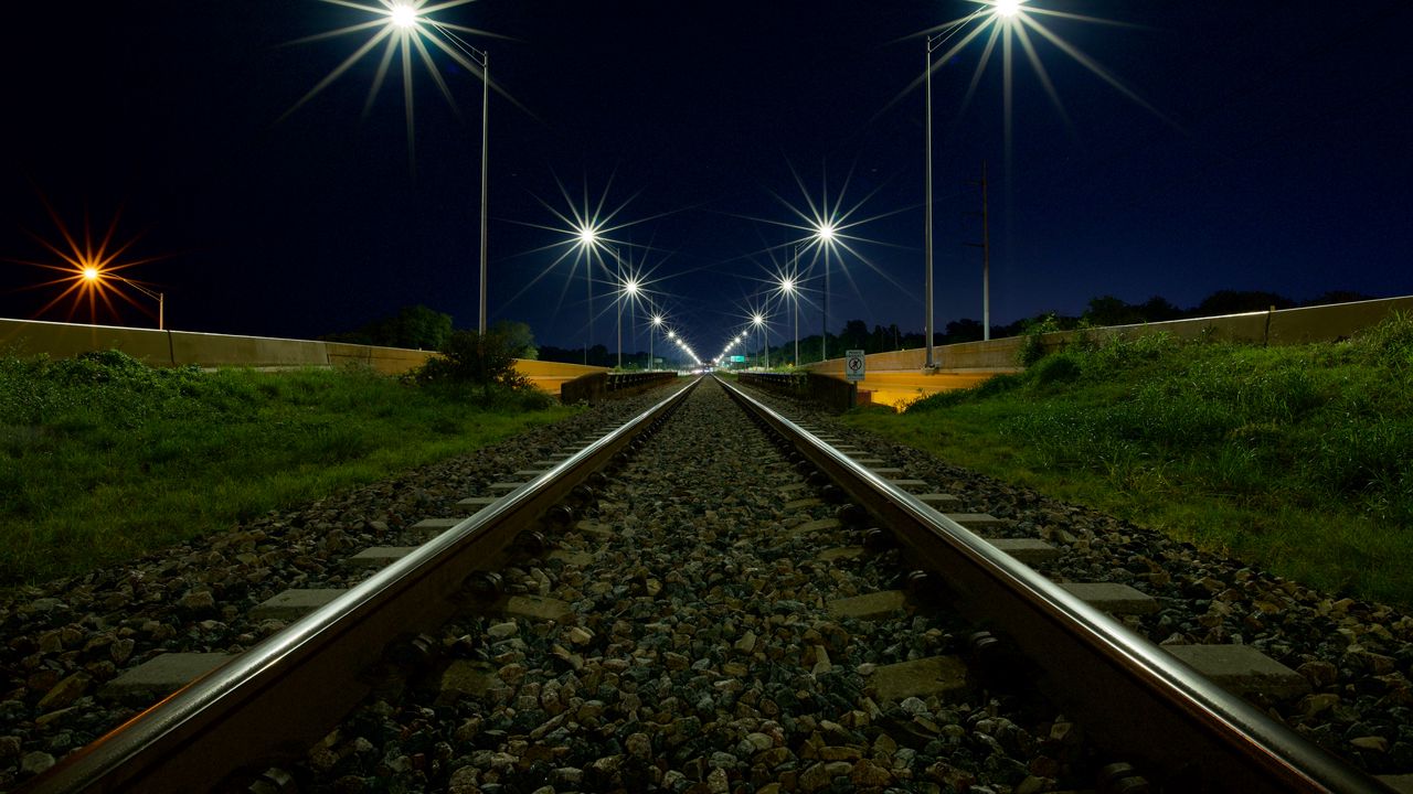 Wallpaper railroad, lights, light, gravel