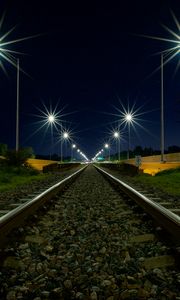 Preview wallpaper railroad, lights, light, gravel