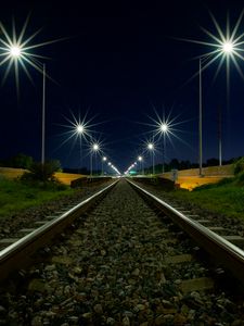 Preview wallpaper railroad, lights, light, gravel
