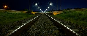 Preview wallpaper railroad, lights, light, gravel