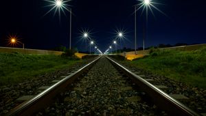 Preview wallpaper railroad, lights, light, gravel