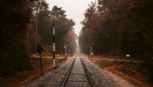 Preview wallpaper railroad, rails, autumn, trees