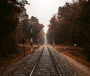 Preview wallpaper railroad, rails, autumn, trees