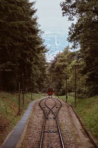 Preview wallpaper railroad, rails, train, trees, nature