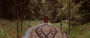 Preview wallpaper railroad, rails, train, trees, nature