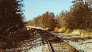 Preview wallpaper railroad, rails, trees, landscape