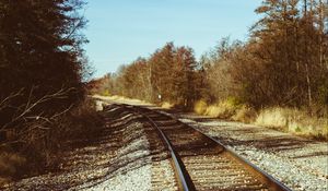 Preview wallpaper railroad, rails, trees, landscape