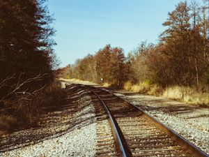 Preview wallpaper railroad, rails, trees, landscape