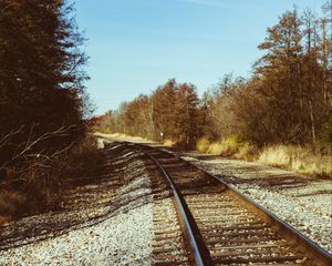 Preview wallpaper railroad, rails, trees, landscape