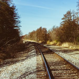 Preview wallpaper railroad, rails, trees, landscape