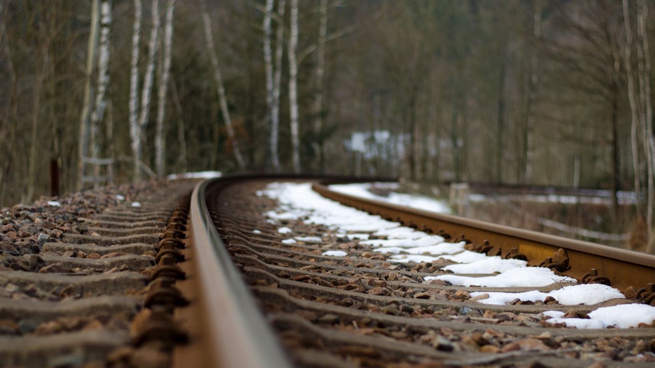 Wallpaper railroad, snow, background