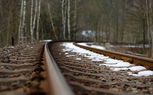 Preview wallpaper railroad, snow, background