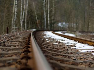 Preview wallpaper railroad, snow, background