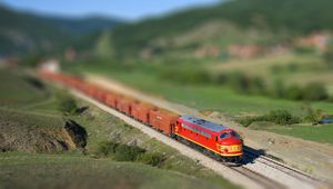 Preview wallpaper railroad, train, nature, movement