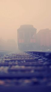 Preview wallpaper railroad train, rails, fog