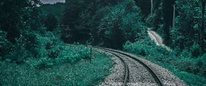 Preview wallpaper railroad, trees, sky, turn