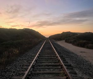 Preview wallpaper railroad, trees, twilight, landscape