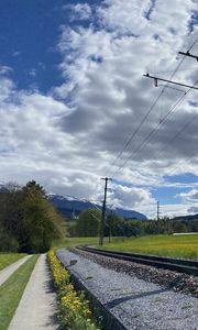 Preview wallpaper railroad, turn, mountains, landscape