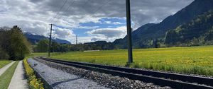 Preview wallpaper railroad, turn, mountains, landscape